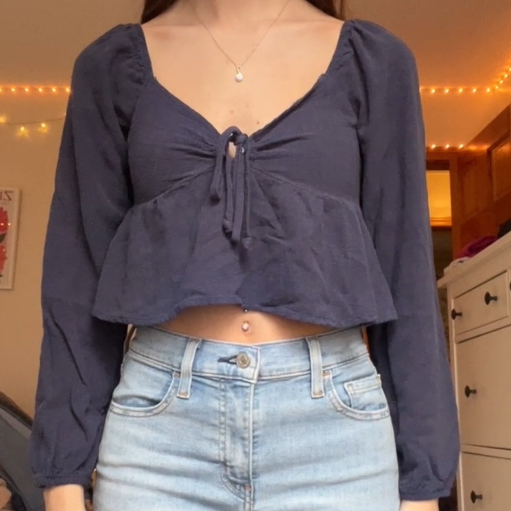 La Hearts Deep Blue Peplum Blouse
